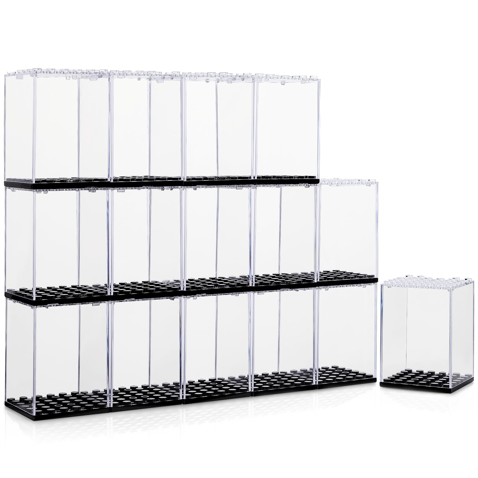 Pokiiulk 15 Pcs Minifigure Display Cases - Acrylic Display Box Fit For Minifig And Action Figures, Stackable Boxes For Figures C