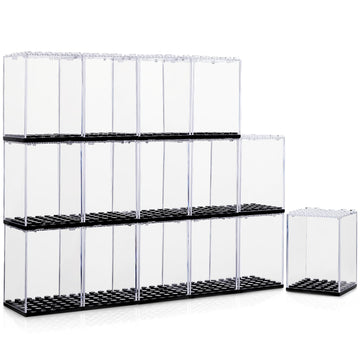 Pokiiulk 15 Pcs Minifigure Display Cases - Acrylic Display Box Fit For Minifig And Action Figures, Stackable Boxes For Figures C