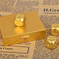 DS.DISTINCTIVE STYLE Aluminum Alloy Dice 5 Pieces 16mm Portable Metal Dices with Case 6 Sided Dice for Party Game (Golden Square