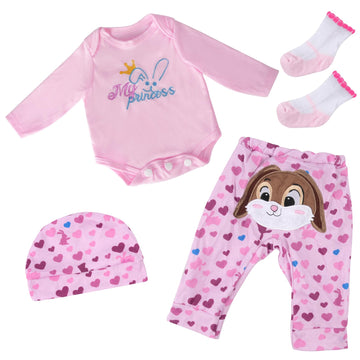 Babeside 4 Pcs Reborn Baby Doll Clothes Set For 17-22 Inch Babydolls, Cute Bunny And Heart Pattern Baby Doll Clothing Accessorie