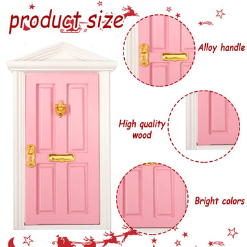 20 Pcs Christmas Elf Girl Fairy Doors Decorations Door Enchanted Fairy Doors Tiny Outdoor Xmas Decor Wooden Tiny Miniature For Child Xmas Accessories Fairy Tale (Pink Door)