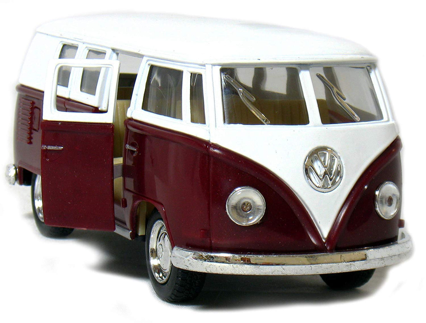 KiNSMART 1962 Volkswagen Classic Bus 1:32 Scale 5'' Die Cast Metal Model Toy Car Maroon