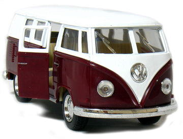 KiNSMART 1962 Volkswagen Classic Bus 1:32 Scale 5'' Die Cast Metal Model Toy Car Maroon