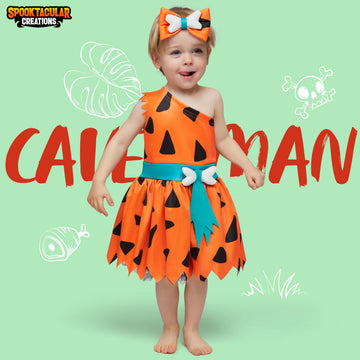 Spooktacular Creations Baby Caveman Costume For Girls, Toddler Halloween Cavegirl Jumpsuit For Girls, Baby Halloween Costume Cosplay Parties (12-18 Months)