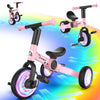 3 in 1 Toddler Balance Bike for 1-4 Year Olds, Colorful Lighting Baby Toddler Tricycle for 1 2 3 4 Year Old with Removable Pedal