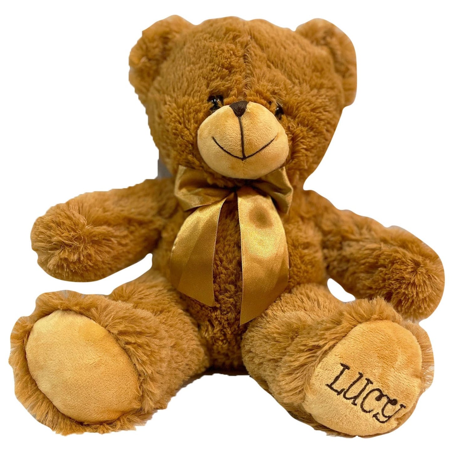 Personalized Stuffed Teddy Bear Gift For Her, Him, 16 Inch - Cute Custom Brown Bear With Your Name And Year On The Feet