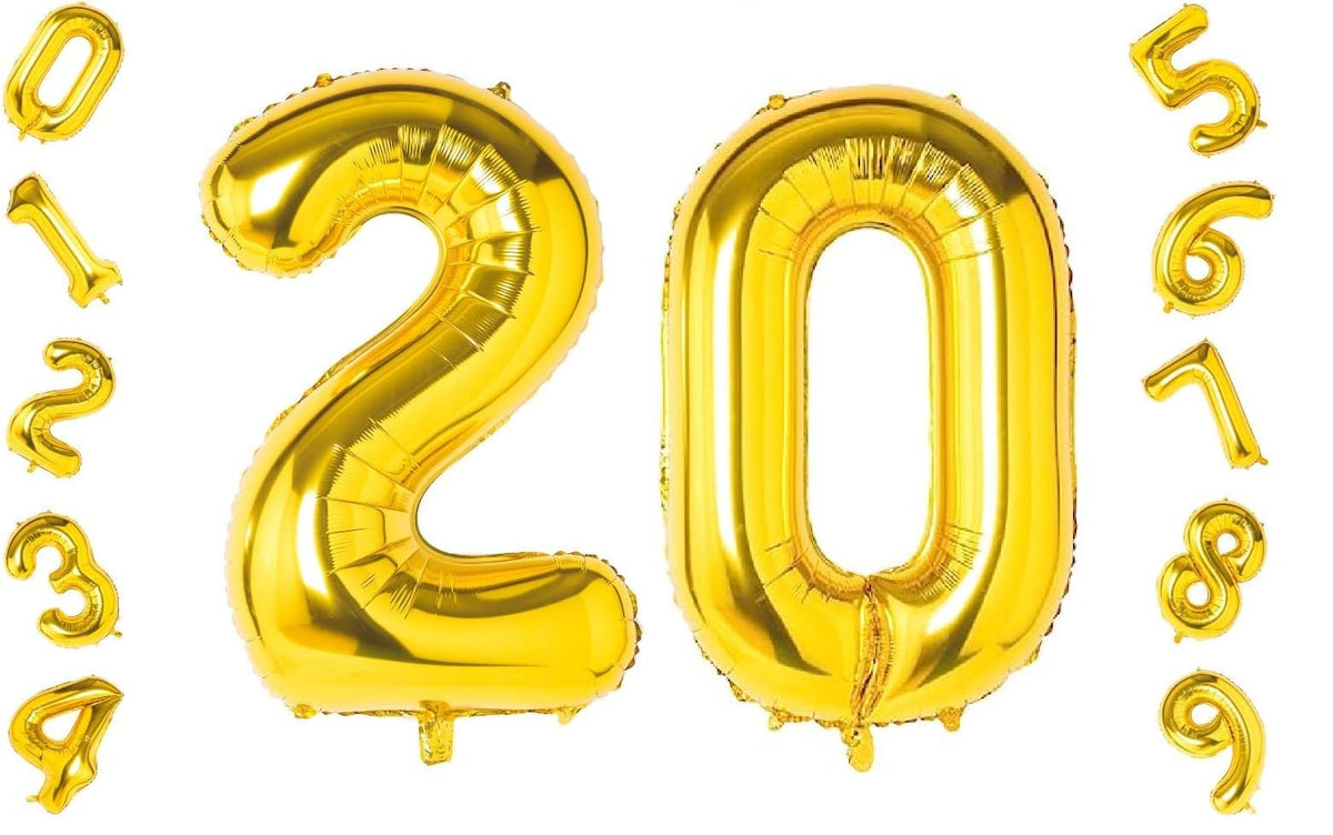 Shopping Time Golden Number Foil Balloons  (32 Inch) (Number 20)