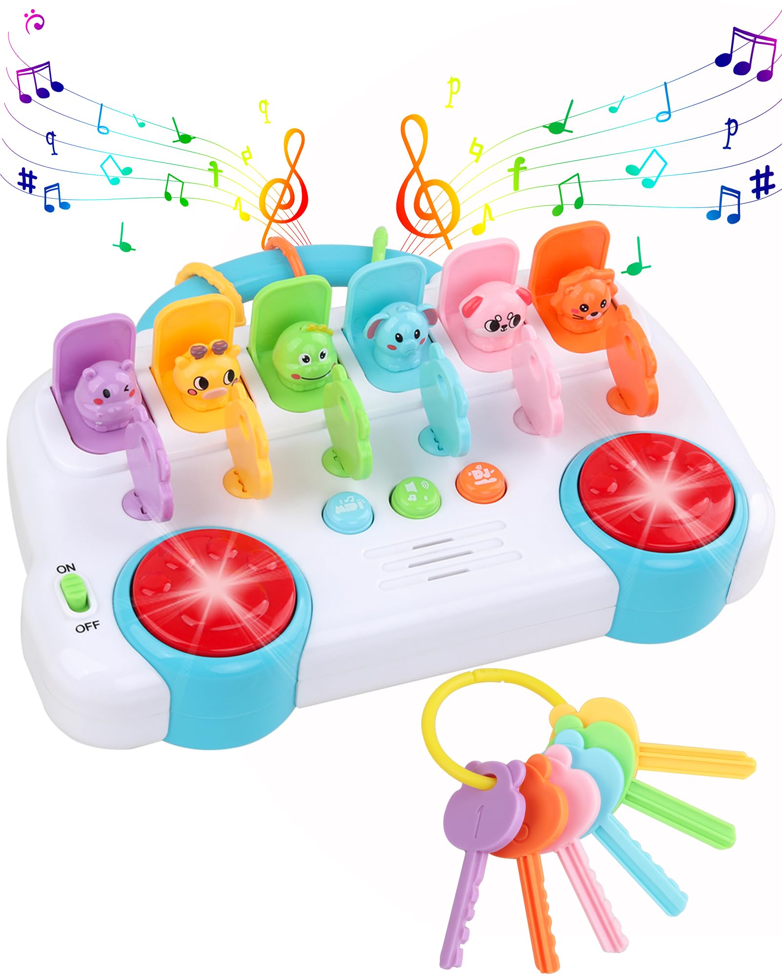Interactive Pop Up Animal Toys, Cause And Effect Toys For 1 Year Old Boy Girl Birthday Gift, Baby Musical Toys With Music & Ligh