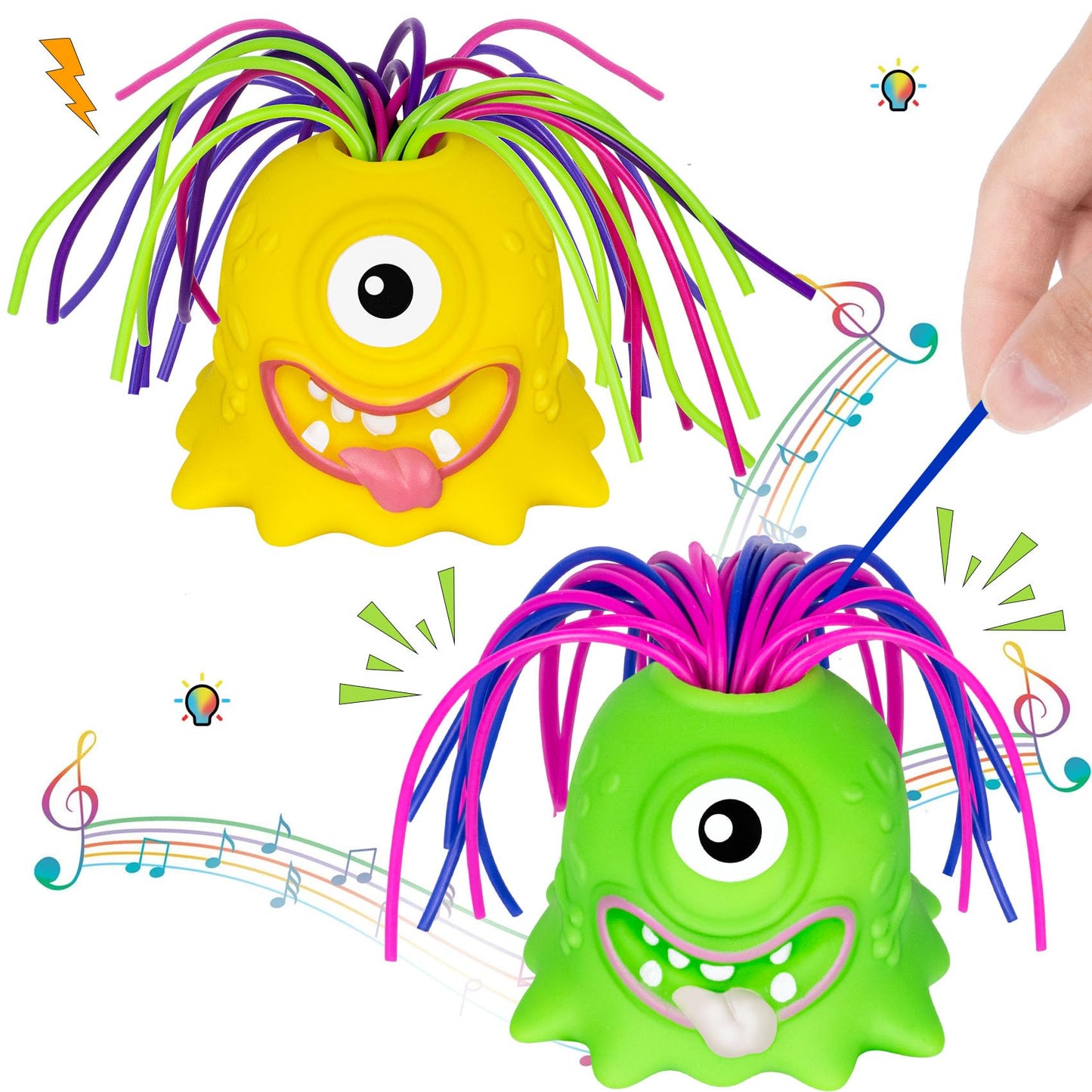 Homqyte Fidget Toys Hair Pulling Stress Relief Toys With Led Light Differernt Screams Novelty Screaming Monster For Adults Teens