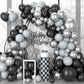 Black And Silver Balloon Arch Kit, 102Pcs Metallic Silver And Black Balloon Garland Kit Black Gray Party Balloons Grey Silver La