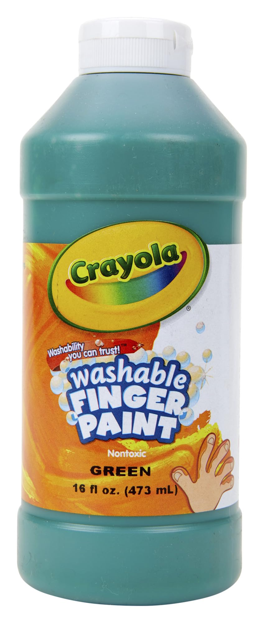 Crayola Washable Finger Paint, Green, 16 Ounce, School Painting Supplies, Gifts for Kids, 3, 4, 5, 6
