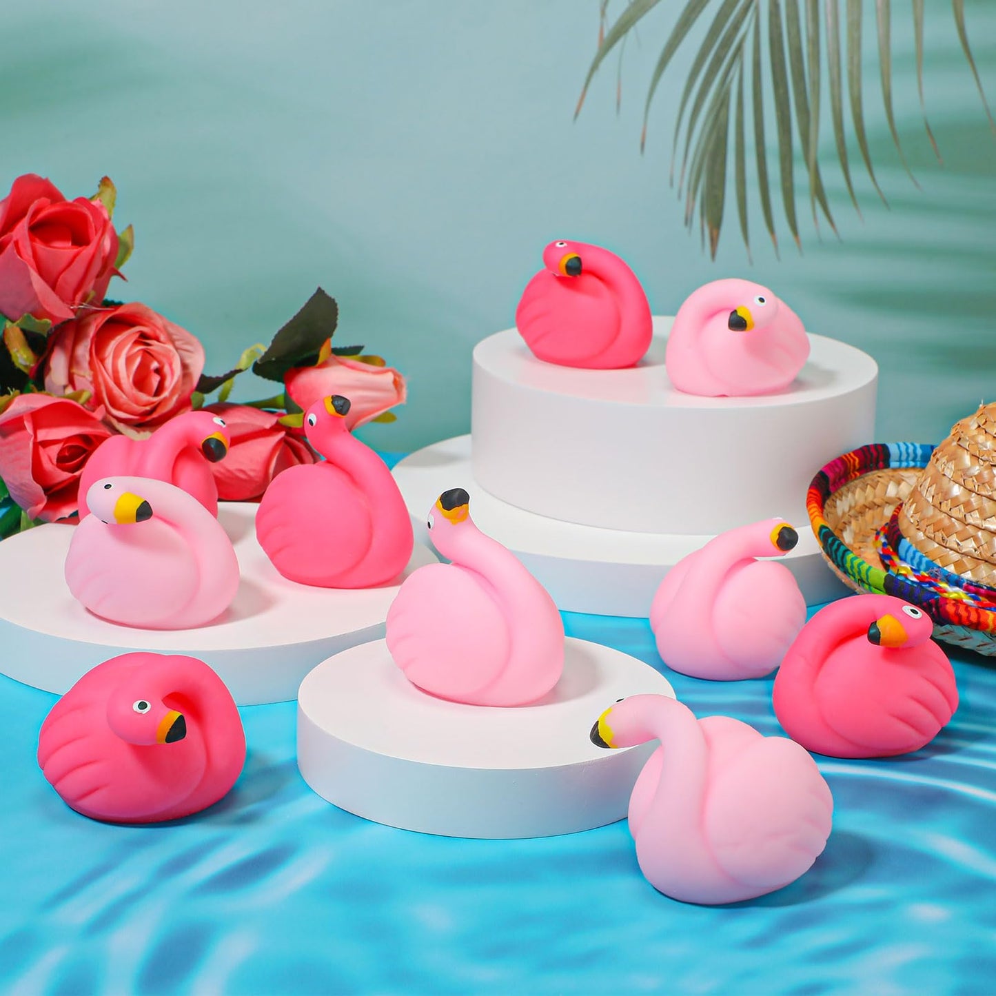 Sratte 20 Pcs Flamingo Party Favors Flamingo Stress Balls Relaxable Stress Relief Toys For Girls Boys Summer Beach Tropical Pool