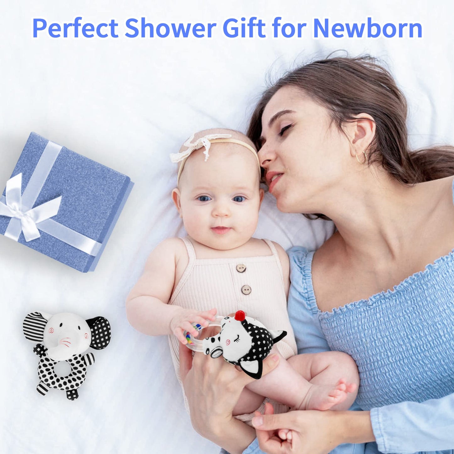 Fpvera Baby Rattles 0-6 Months: Soft Rattles For Babies 0-6 Months Newborn Sensory Toys, High Contrast Black And White Baby Toys 0-3 Months Plush Rattle Toy For Infant Boys Girls Shower Gift, 2Pcs