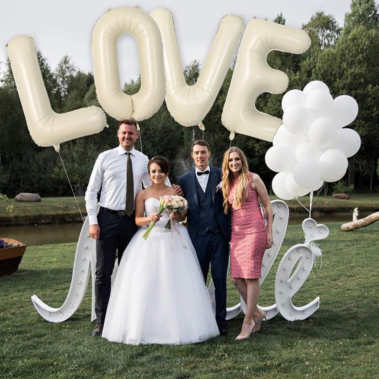Biapian 40 Inch Letter I Balloons, Giant Cream I Foil Balloon, Big Single Alphabet A-Z Balloons, Beige Large Aluminum I Balloons