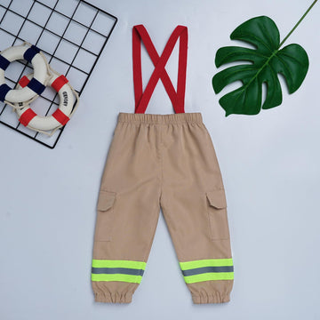 Toddler Firefighter Costume Boy: Baby Fireman Costume For Kids Halloween Costumes Cosplay Firefighter Outfit Pants Suspenders First 1St Birthday Cake Smash Fire Truck Photoshoot Khaki 18-24 Months