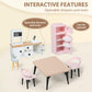 Pithfor Wooden Dollhouse Furniture Set, Dollhouse Accessories And Furniture, With 7 Rooms 3 Dolls, Includes Patio Set & Dog Set,