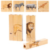 Wooden Animal Chunky Puzzles For Toddlers, Joyreal Montessori 4 In 1 Safari Animal Block Puzzle Toy, Preschool Learning Educatio