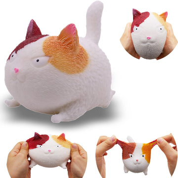 Squishy Fidget Sensory Stress Cat-Shaped Toys for Children mature-themeds Teens Kids  Decompression Squeeze Relief Calming Toys for Kids and mature-themeds Anxiety Relief (White)