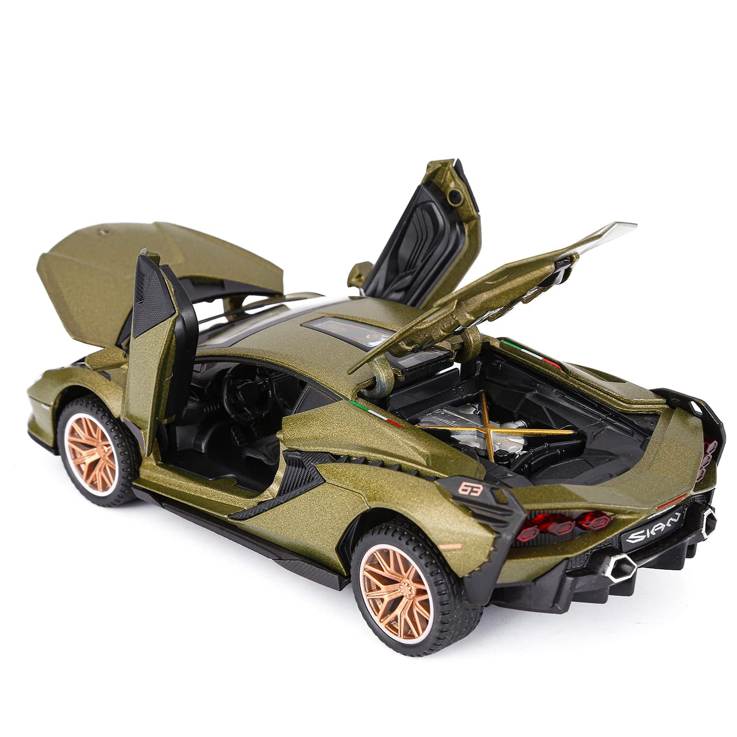 Sasbsc Lambo Toy Cars For Kids Sian Fkp37 Diecast Metal Model Car With Light And Sound Pull Back Toy Car For Boys Age 3 + Year O