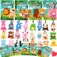 Lukbera 28Packs Valentines Day Greeting Cards With Stuffed Animals Keychains, Small Plush Animals Toys Bulk For Kids Valentines