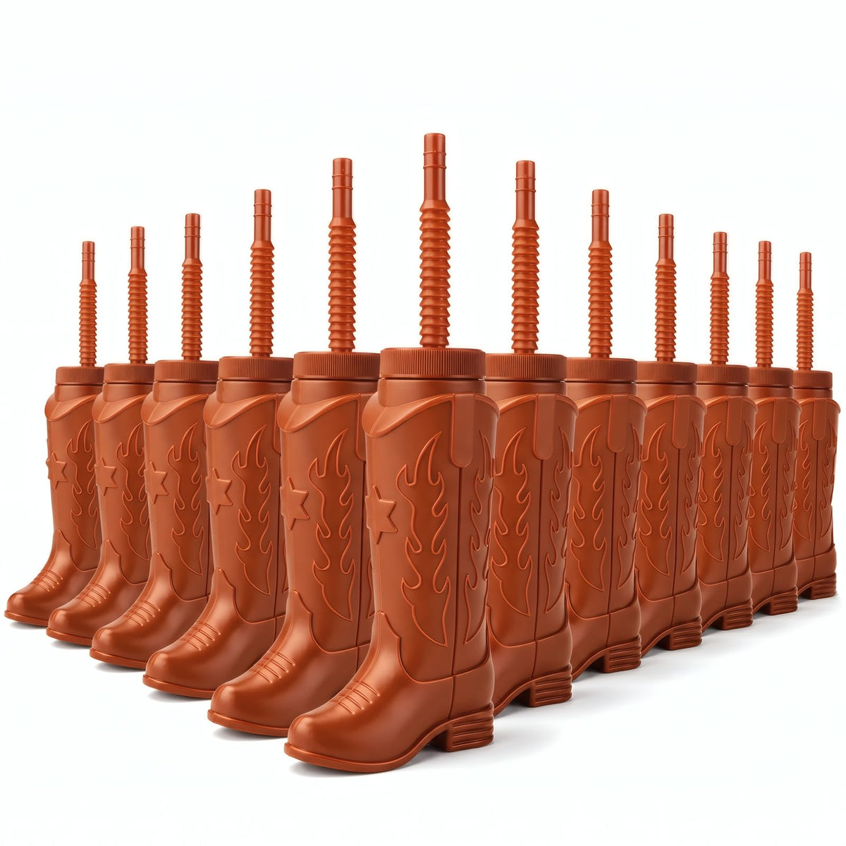 ALINK 12 Pack Cowboy Boot Cups with Straws, 11 oz Western Party Favors