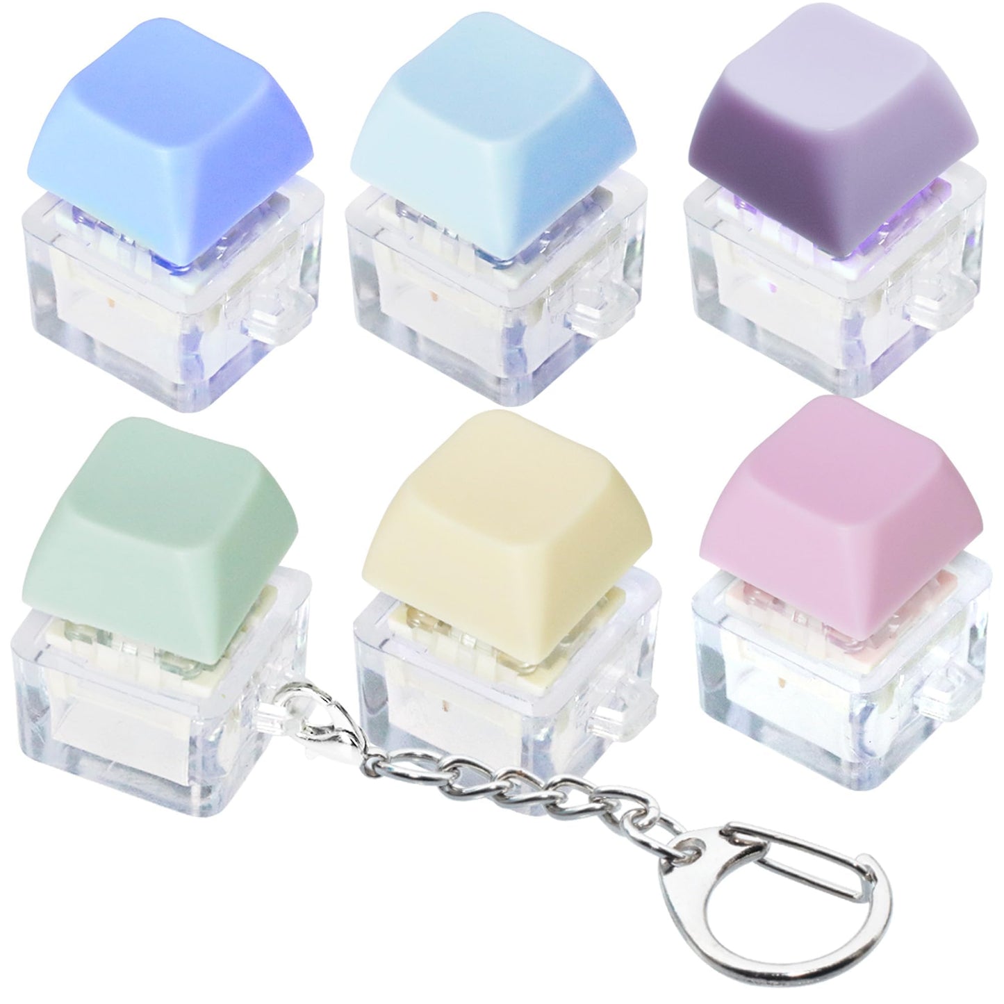 6 Pack Keyboard Fidget Toy Keyboard Fidget Keychain Keyboard Decompression Button Finger Clicker Toys  Button Stress Relief Fidget Gifts for mature-themed to Relief Stress (Mix Macaron)