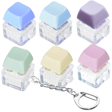 6 Pack Keyboard Fidget Toy Keyboard Fidget Keychain Keyboard Decompression Button Finger Clicker Toys  Button Stress Relief Fidget Gifts for mature-themed to Relief Stress (Mix Macaron)