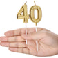 Frienda Birthday Candles - Gold Numeral Cake Toppers for 40th Anniversary, 5 cm x 11.5 cm, Synthetic Wax