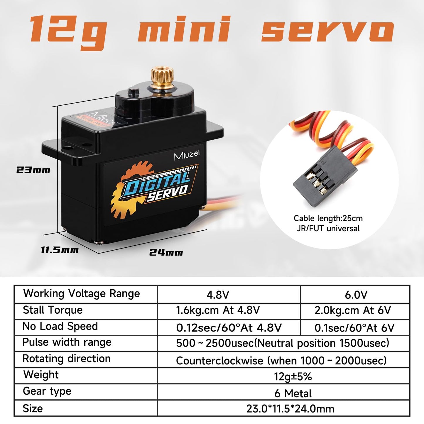 For Axial Scx24 Servo, Miuzei 12G Servo Motor Metal Gear Digital Rc Steering With Horn Arm Scx24 Upgrade Parts (2)