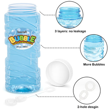 INSCRAFT 40 Pack Bubbles Solution Bulk, Party Favors for Kids Adults, 8 Colors Bottles with Wands for Birthday, Summer Toy, Wedd