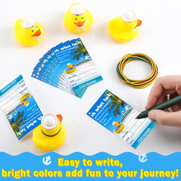 Kathfly 60 Pcs Duck Tag Kits - 20 Rubber Ducks, 20 Tag Cards, 20 Rubber Bands For Carnival Party Games