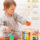 AMAWOOD Montessori Toy for Toddlers, Shape Sorter for Babies, Wooden Shape Sorting Cube with 8 Rattling Blocks Baby Toys, Educat