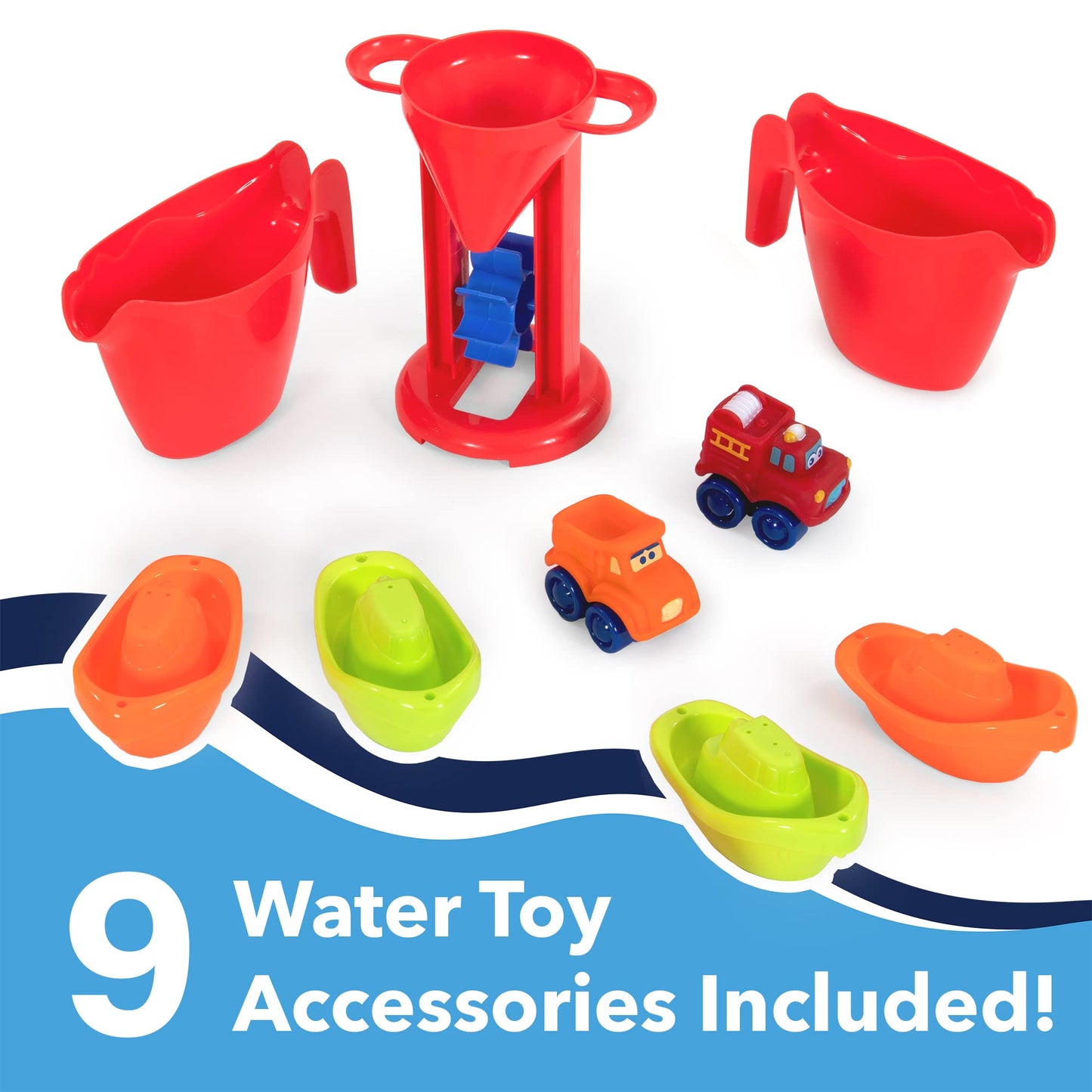 Simplay3 Big River And Roads Water Play Table, Outdoor Activity Table With Track Toys For Toddlers And Kids, 9 Accessories Inclu