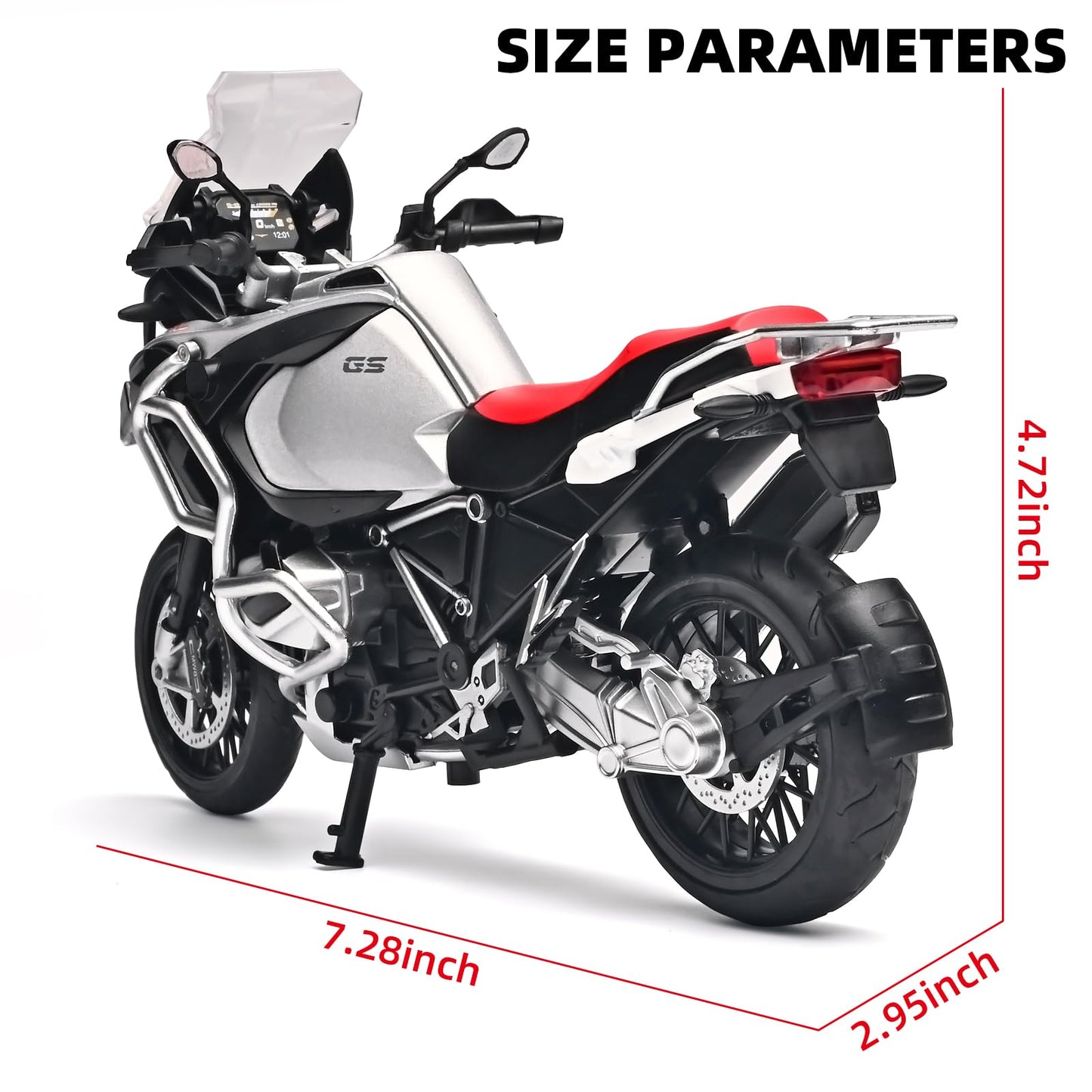 RZAPE Diecast Motorcycle Model Kit 1/12 Scale R1250 GS ADV Model Motorcycles,Kids Motorcycles Toy Front Wheel Can Be Steered Lef