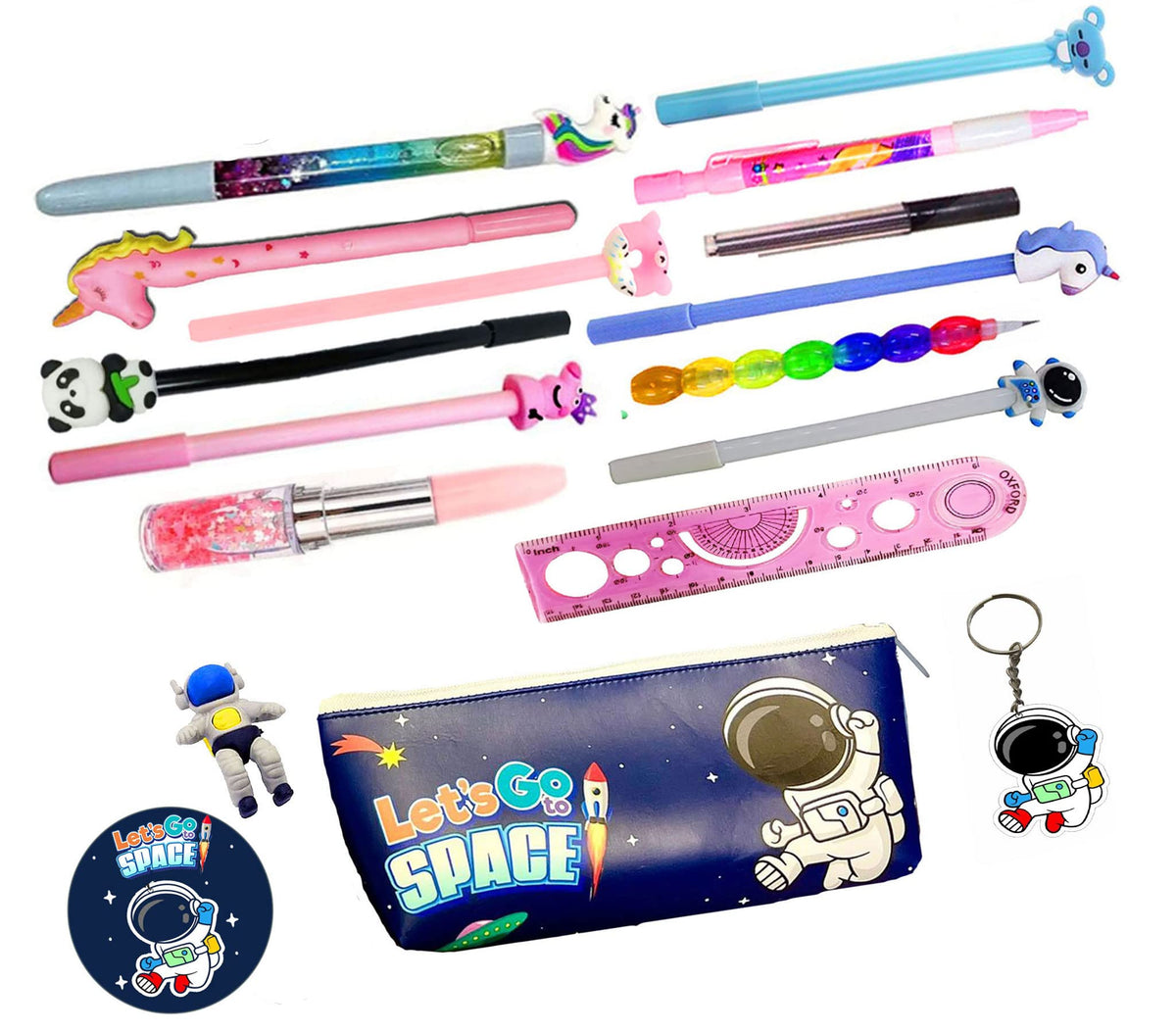 Kobbet 17Pcs Space School Stationery Set For Kids Boys  Pencil Case With Pouch  Jumbo Pack Combo