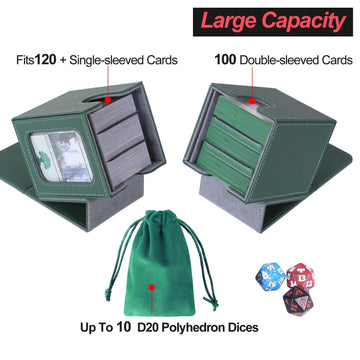 Afiing Mtg Deck Box For Commander Display,Card Deck Box Fits 100 Double Sleeved Cards, Magic Commander Tcg Card Storage Box With