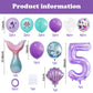 40 Inch Purple Number 5 Balloon,Giant Large Number 5 Balloon,5Th Birthday Mermaid Balloons,Children'S Birthday Party Baby Shower