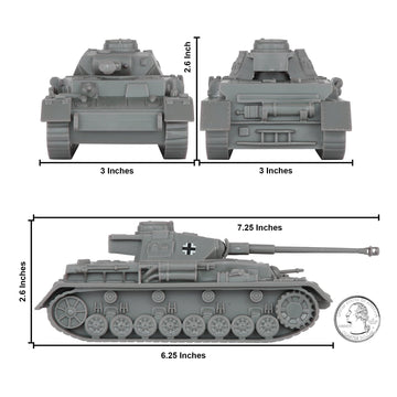 BMC Toys Panzer IV Tank Model Sd.Kfz. 161 - Small Charcoal Gray Plastic Military Vehicle 1:38 Scale