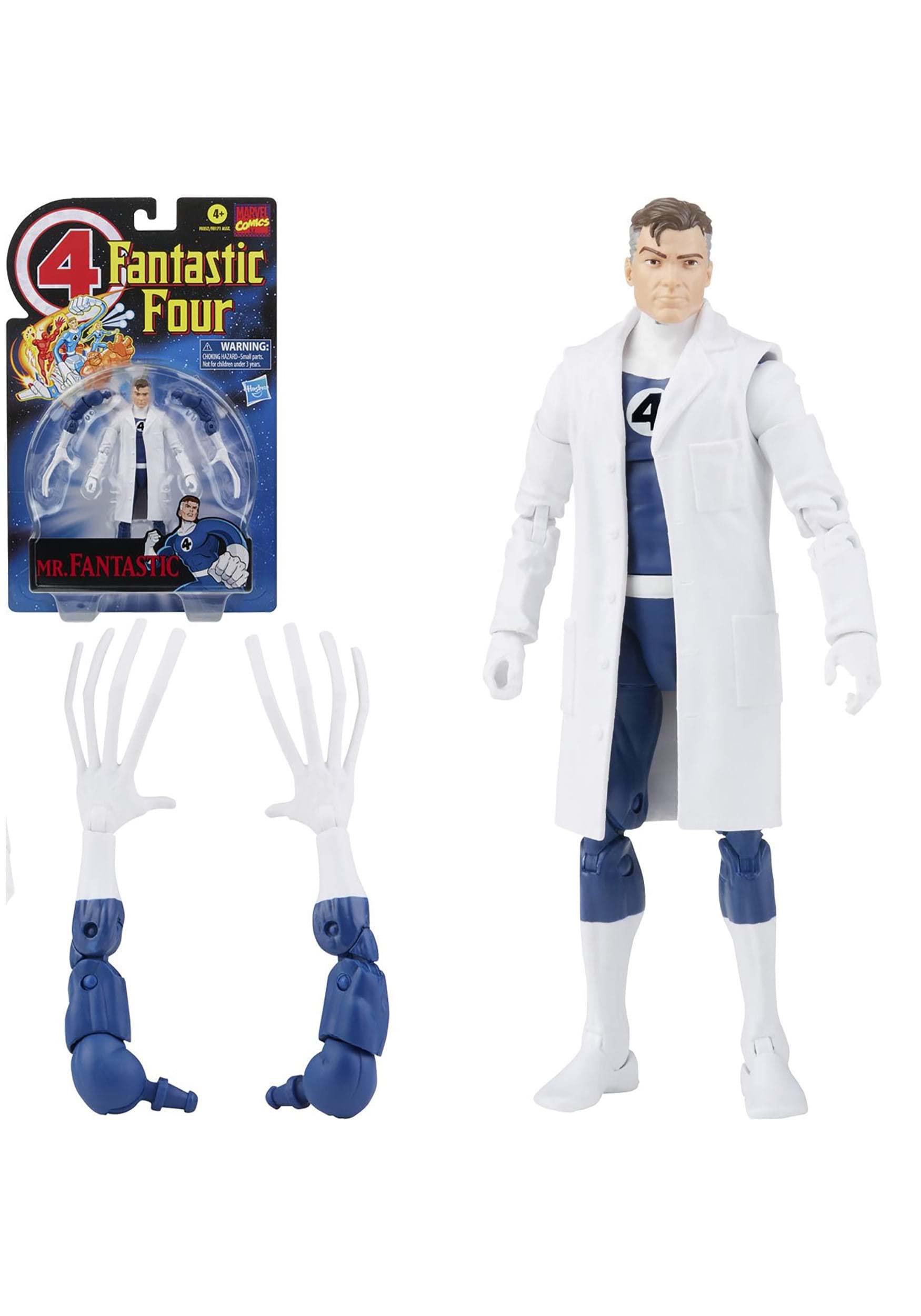 Marvel Hasbro Legends Series Retro Fantastic Four Mr. Fantastic 6-Inch Action Figure Toy, Includes 4 Accessories