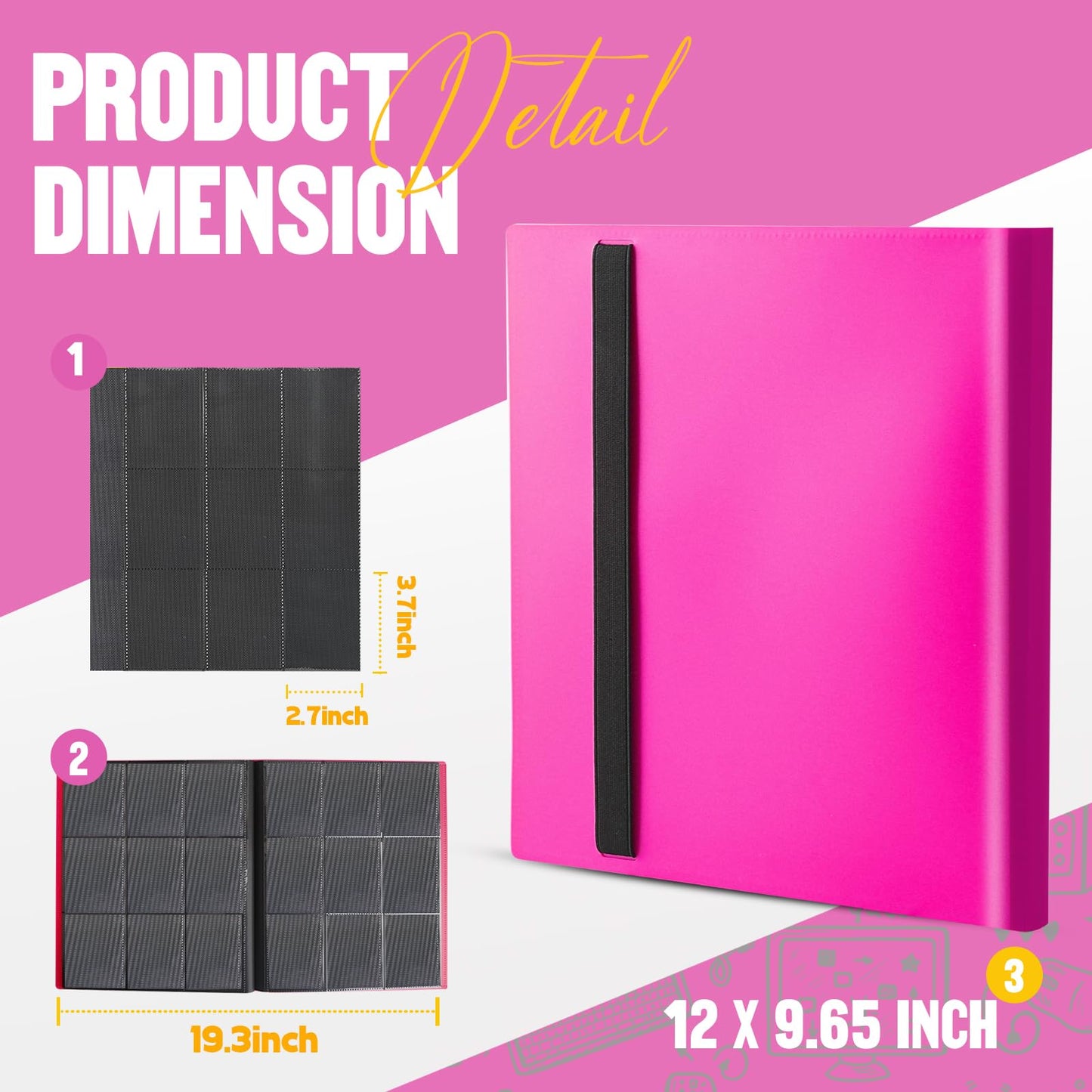 Card Binder 9-Pockets Trading Card Binder 20 Pages  360 Card Capacity Collection Binder  Card Folder for MTG  TCG  Game Cards & Sports Cards (Rose Red)