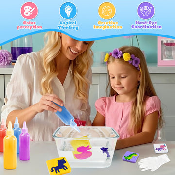 Funewest Magic Water Elf Toy Kit, DIY Aqua Fairy Water Gel Arts and Crafts Set, Create Squishy Water Pets STEM Sensory Craft Gif