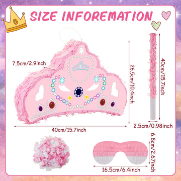 Lewtemi Piñata Party Decorations With Stick Blindfold And Confetti For Party Decorations Centerpiece, Photo Prop, Birthday, Funny Anniversary(Pink Crown)