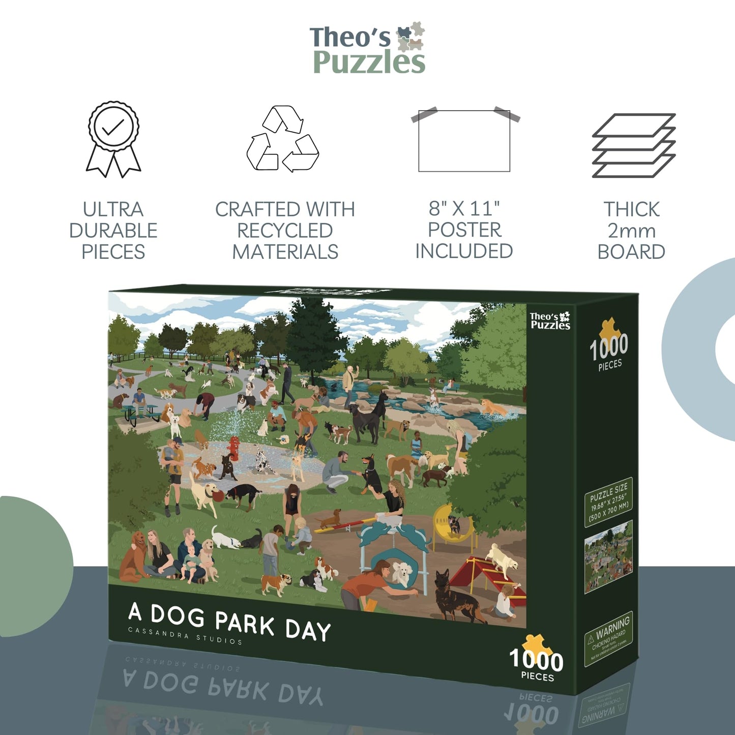 Theo'S Puzzles 1000 Piece Puzzle For Adults, Dog Park Puzzles - Smooth Edged, High Resolution Puzzle; Matte Finished, Zero Dust