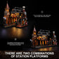FUNWHOLE Train-Station Lighting Building Bricks Set, 1843 Pieces, Multicolor, Steampunk LED Model F9007 for Adults and Teens