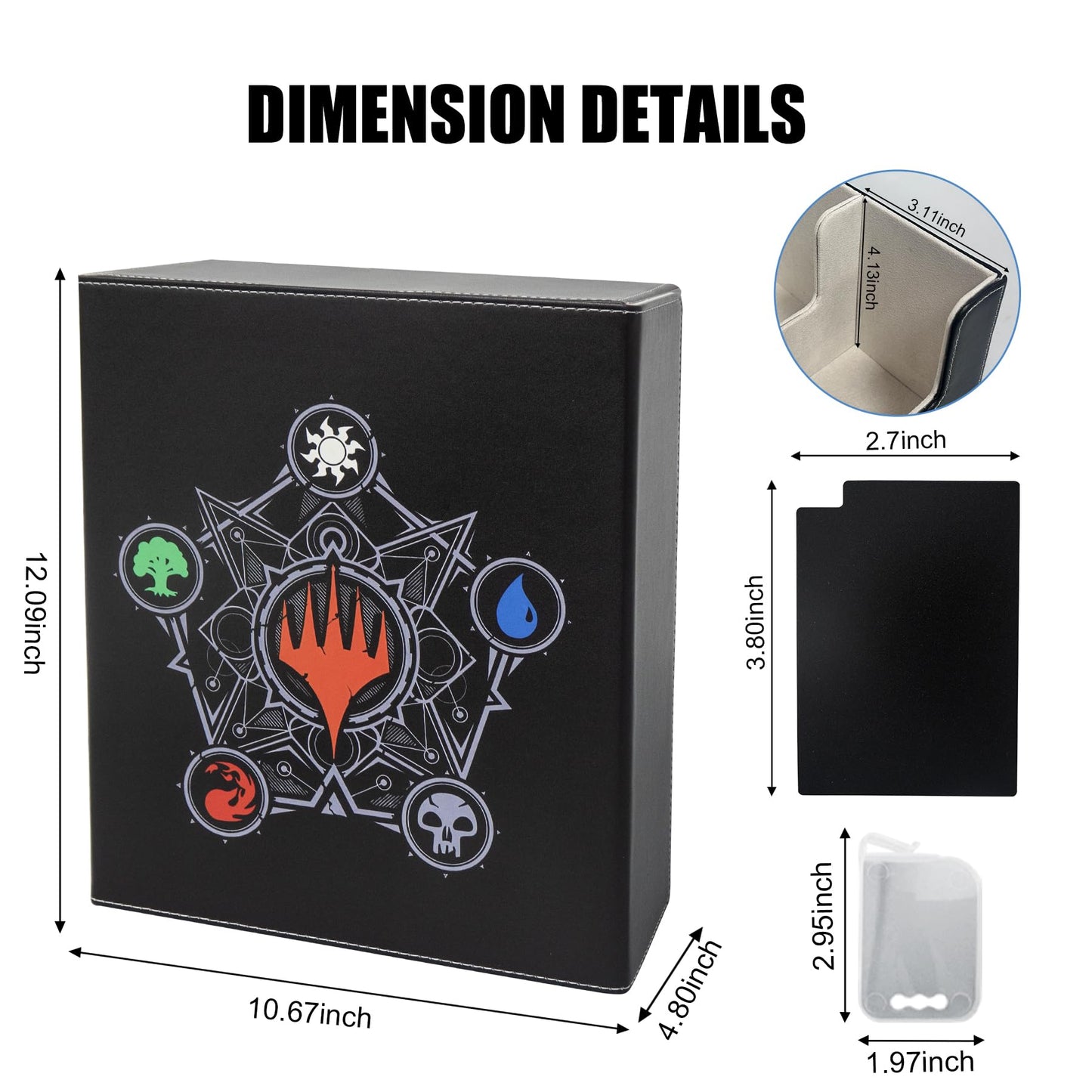 Wtvidas Mtg Card Deck Box - 2400+ Card Storage Box With 4 Supporters & 10 Colorful Dividers For Magic The Gathering Cards,Tcg De