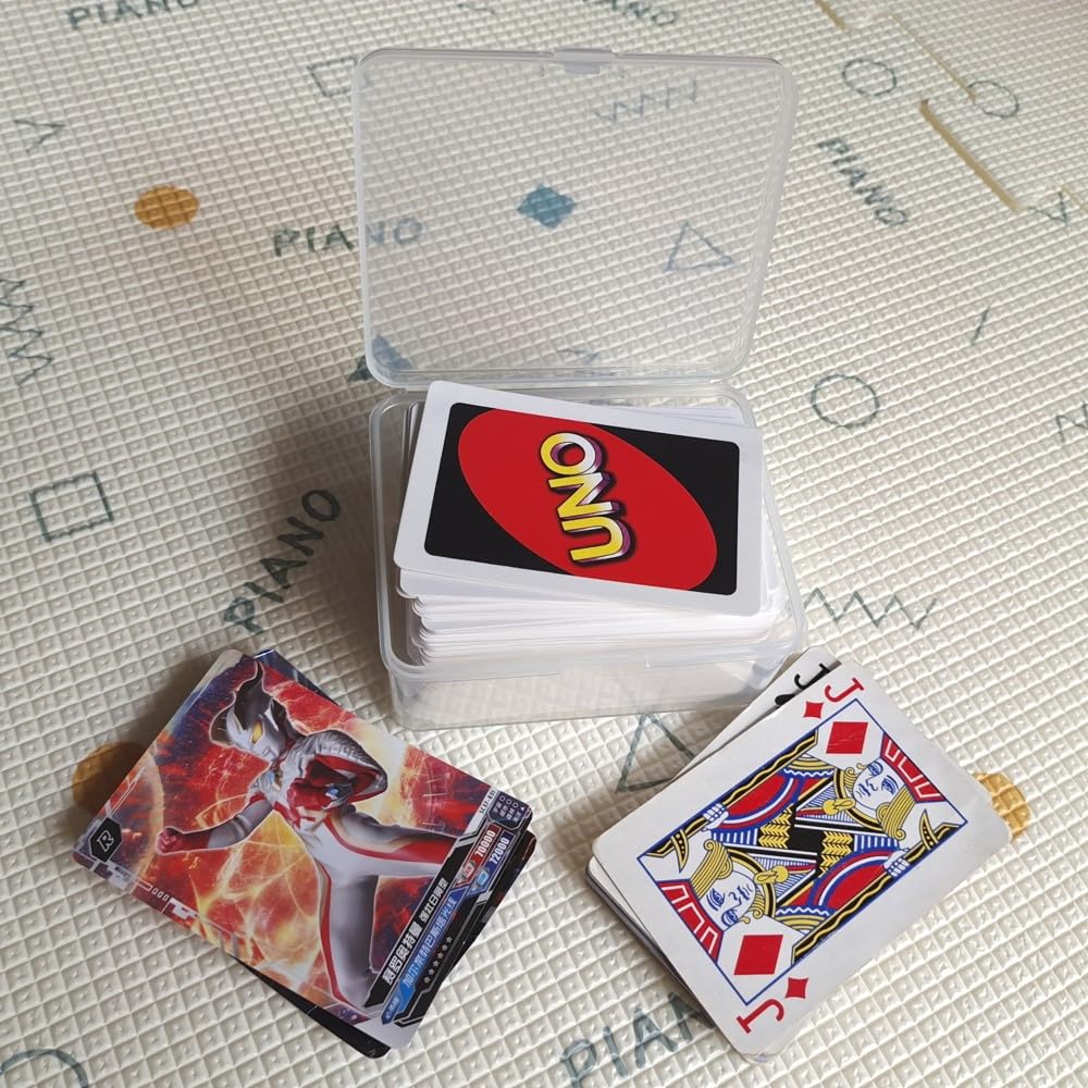 Dkaovh 4Pcs Plastic Game Card Storage Box, Uno Card Case, Playing Card Box, High Capacity Playing Card Case (No Cards)