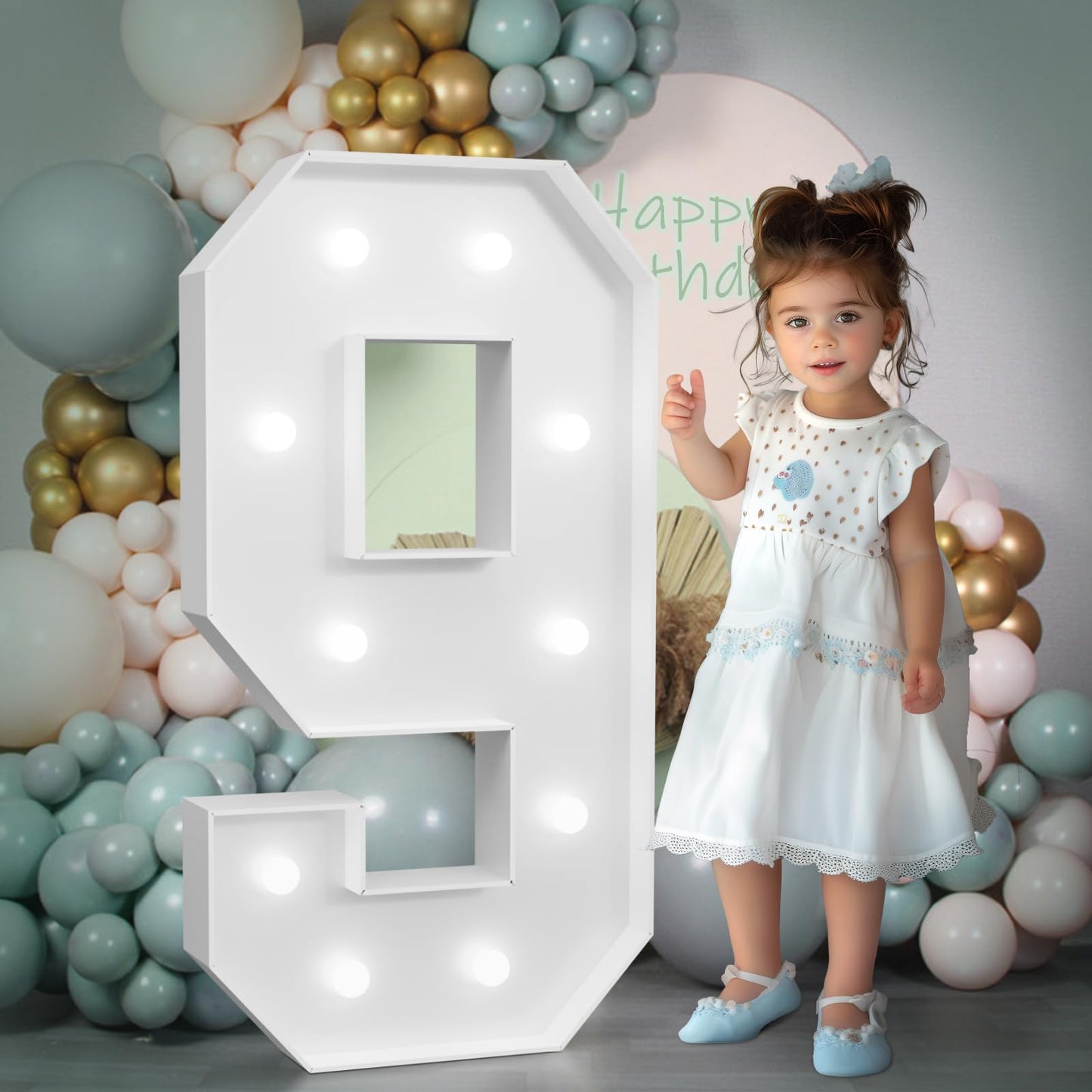 Imprsv Light-Up Numbers 9Th Birthday Decorations: Large 3Ft Marquee Number 9 90Th Birthday Women Men Nine Year Old Birthday Deco