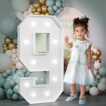 Imprsv Light-Up Numbers 9Th Birthday Decorations: Large 3Ft Marquee Number 9 90Th Birthday Women Men Nine Year Old Birthday Deco