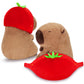 Achwishap Capybara Plush Toy, 16” Brown Stuffed Animal with Strawberry Hat, Kawaii Gift for Kids and Adults
