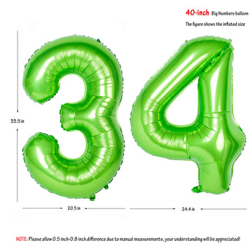 Number Balloons 40 Inch Green Birthday Party Decorations 34St Digital Jumbo Helium Foil Mylar Balloon